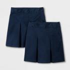 Girls' 2pk Stretch Uniform Pleated Twill Skorts - Cat & Jack Blue