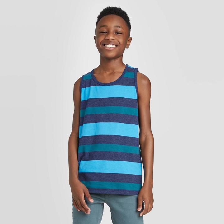 Boys' Striped Tank Top - Cat & Jack Navy Xs, Boy's, Blue
