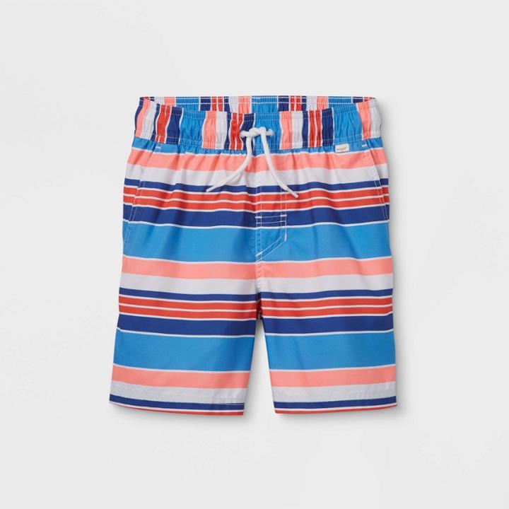 Plusboys' Striped 15 Swim Trunks - Cat & Jack Blue/orange