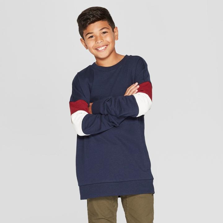 Boys' Long Sleeve Drop Shoulder Sweatshirt - Art Class Blue