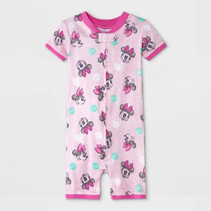 Baby Girls' Minnie Mouse Romper - Pink