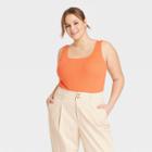 Women's Plus Size Slim Fit Square Neck Tank Top - A New Day Orange