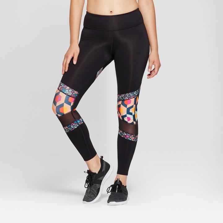 Women's Performance 7/8 Pieced Print Mid-rise Leggings - Joylab Black