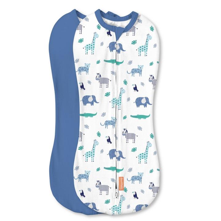 Swaddleme Pod Zip-up Compression Swaddle Wrap Newborn - Safari Dreams