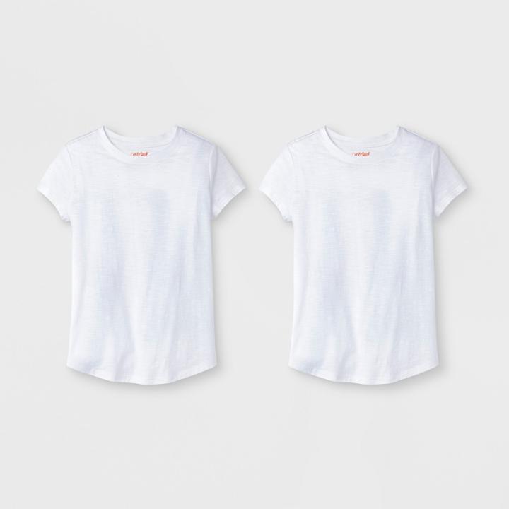 Girls' Short Sleeve 2pk T-shirt - Cat & Jack White