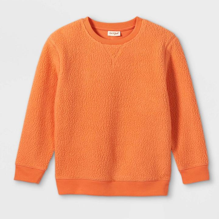 Kids' Micro Fleece Crewneck Sweatshirt - Cat & Jack Orange