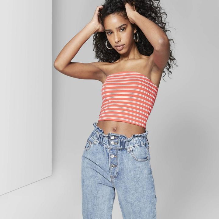 Women's Striped Double Tube Top - Wild Fable Rocker Red