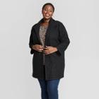 Women's Plus Size Overcoat Cardigan - Ava & Viv Black X