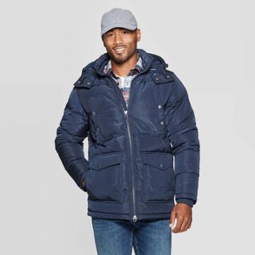Men's Quilted Puffer Jacket - Goodfellow & Co Navy S, Size: