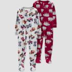Carter's Just One You Toddler Boys' 2pk Cars And Rhinos Footed Pajama - 12m, One Color