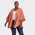 Women's Plus Size Gauze Ruana Wrap Jacket - Universal Thread Rust