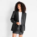 Women's Oversized Faux Leather Blazer - Future Collective With Kahlana Barfield Brown Black Xxs