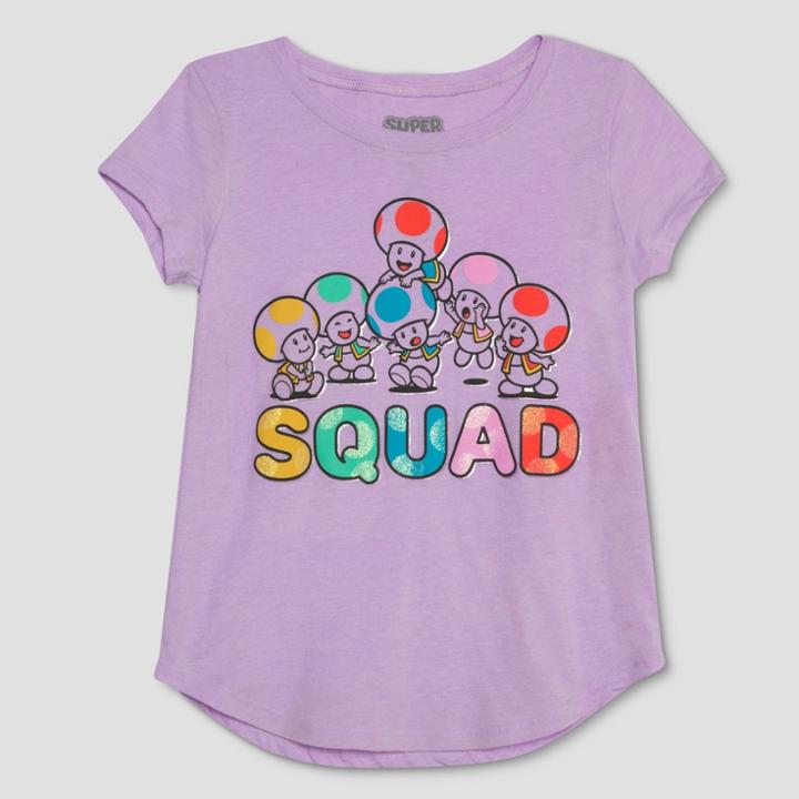 Girls' Nintendo Super Mario Toad Short Sleeve T-shirt - Purple