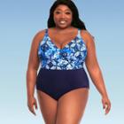 Women's Plus Slimming Control Wrap Front One Piece Swimsuit - Dreamsuit By Miracle Brands Blue
