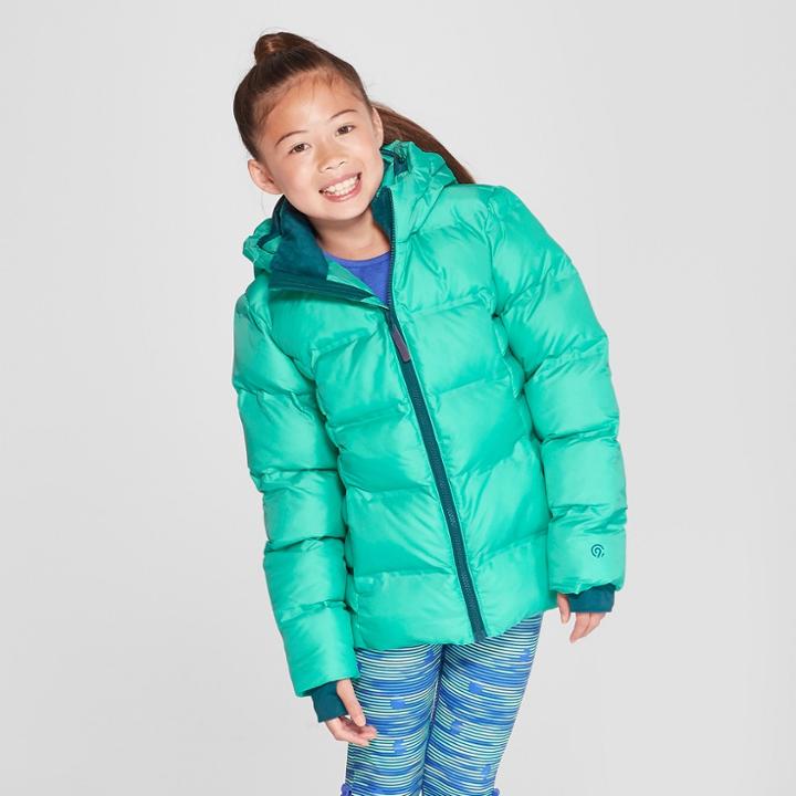 Girls' Iridescent Puffer Jacket - C9 Champion Teal