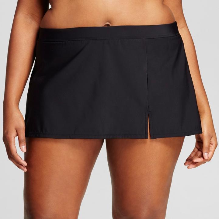 Women's Plus Size Swim Skirt - Black - 24w/26w - Aqua Green