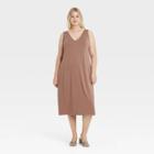 Women's Plus Size Sleeveless Knit Dress - A New Day Tan