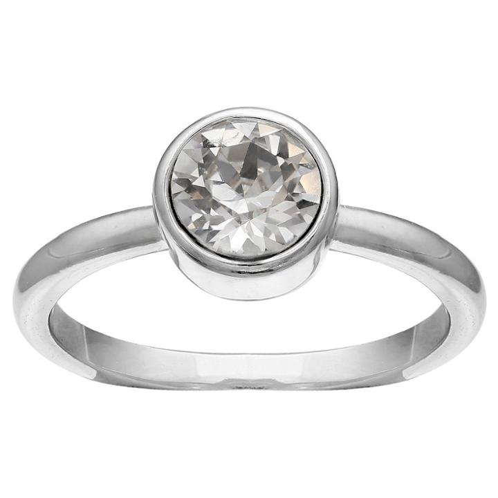 Distributed By Target Solitaire Ring With Crystals From Swarovski In Fine Silver Plate - Clear/gray (size