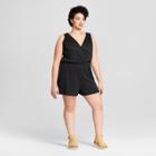 Women's Plus Size Wrap Front Romper - Universal Thread Black