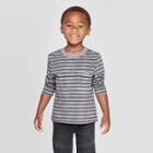 Toddler Boys' Long Sleeve Striped Pocket T-shirt - Art Class Black 3t, Boy's, Gray