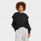 Women's Ruffle Sweatshirt - A New Day Black