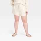 Women's Plus Size High-rise Tie-front Jogger Shorts - Universal Thread Cream