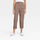 Women's High-rise Pleat Front Straight Leg Ankle Pants - A New Day Brown