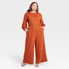 Women's Plus Size Balloon Long Sleeve Jumpsuit - Who What Wear Brown