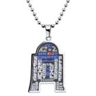 Men's Star Wars Stainless Steel R2-d2 Typography Art Pendant With Chain (22), Size: