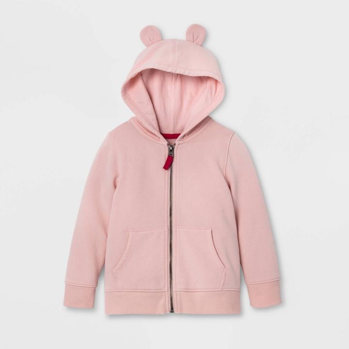 Toddler Fleece Zip-up Hoodie - Cat & Jack Pink 12m, Toddler Unisex