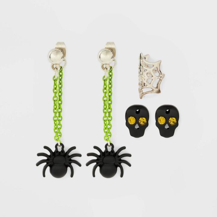 No Brand Halloween Spider Web Ear Cuff Skull And Spider Earring Set