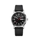 Men's Wenger Attitude Heritage Day/date - Swiss Made - Black Dial Nylon Strap Watch - Black,