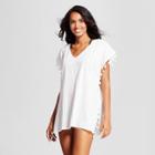 Cover 2 Cover Women's Tassel Trim Poncho Cover Up Dress - White