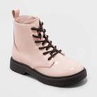 Girls' Zoe Zipper Slip-on Lace-up Combat Boots - Art Class Pink Blush