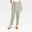 Women's High-rise Paperbag Ankle Pants - A New Day Green