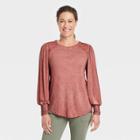 Women's Long Sleeve Lace Shoulder Top - Knox Rose Coral