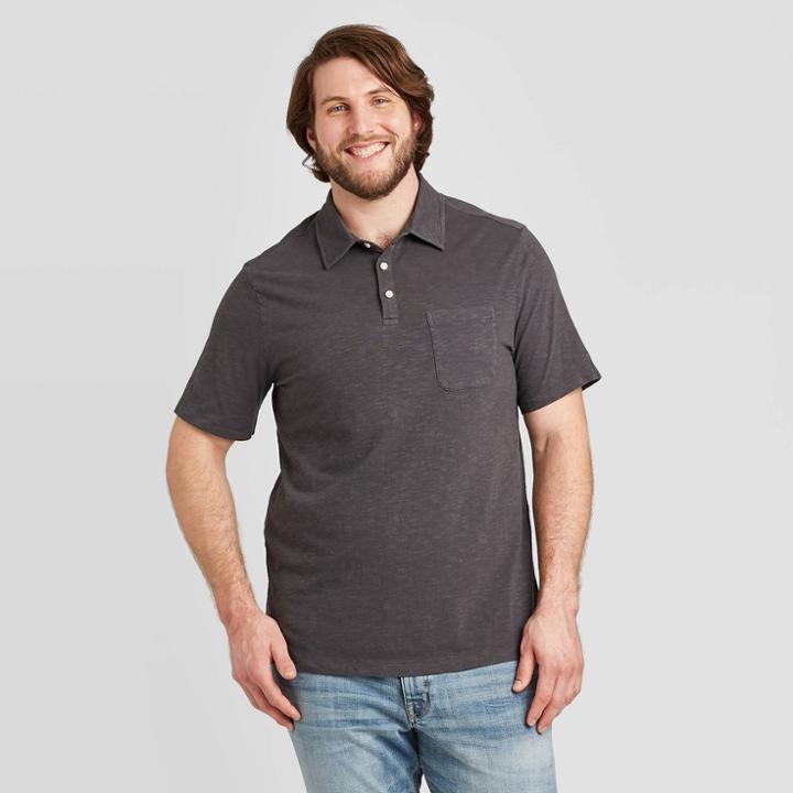 Men's Tall Standard Fit Short Sleeve Polo Jersey Shirt - Goodfellow & Co Gray