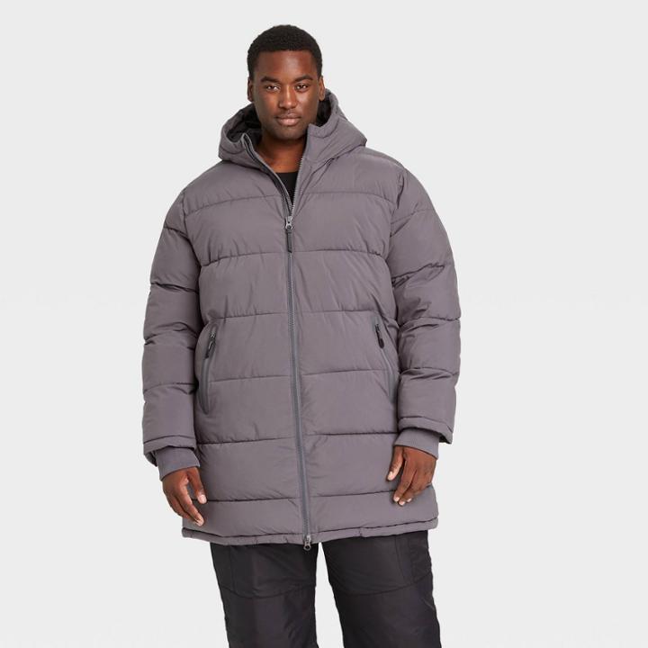 Men's Big & Tall Mid-length Puffer Jacket - All In Motion Gray