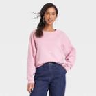 Women's Embroidered Fleece Sweatshirt - Universal Thread Pink
