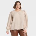 Women's Plus Size Long Sleeve Button-down Femme Top - A New Day