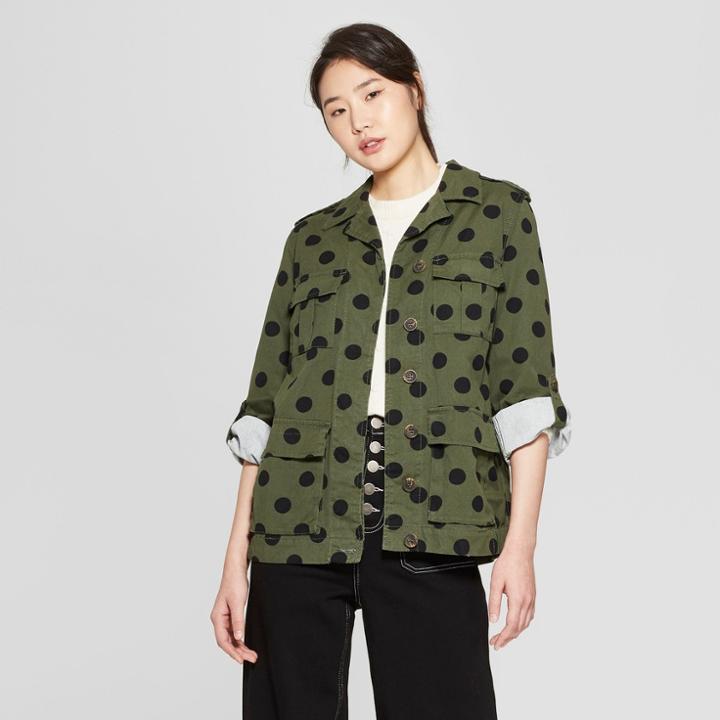 Women's Polka Dot Utility Jacket - Who What Wear Olive/black