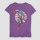Girls' Marvel Captain America Charge Short Sleeve T-shirt - Purple