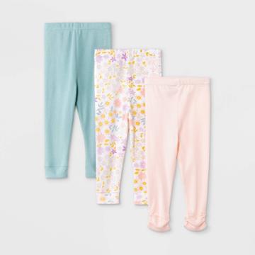 Baby Girls' 3pk 'in Bloom' Pants - Cloud Island Rose Pink