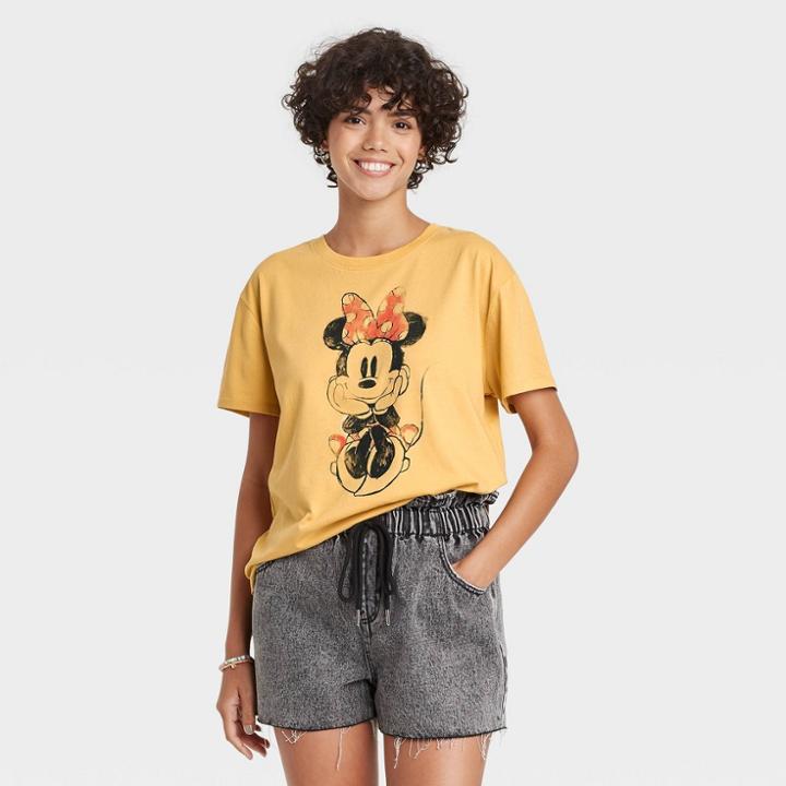 Women's Minnie Mouse Short Sleeve Graphic T-shirt - Yellow