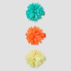 Girls' 3pc Flower Hair Clips - Cat & Jack Coral/yellow/aqua,