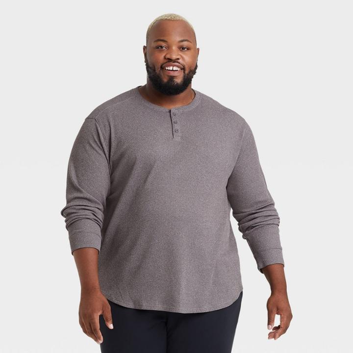 Men's Big & Tall Waffle-knit Long Sleeve T-shirt - All In Motion Gray