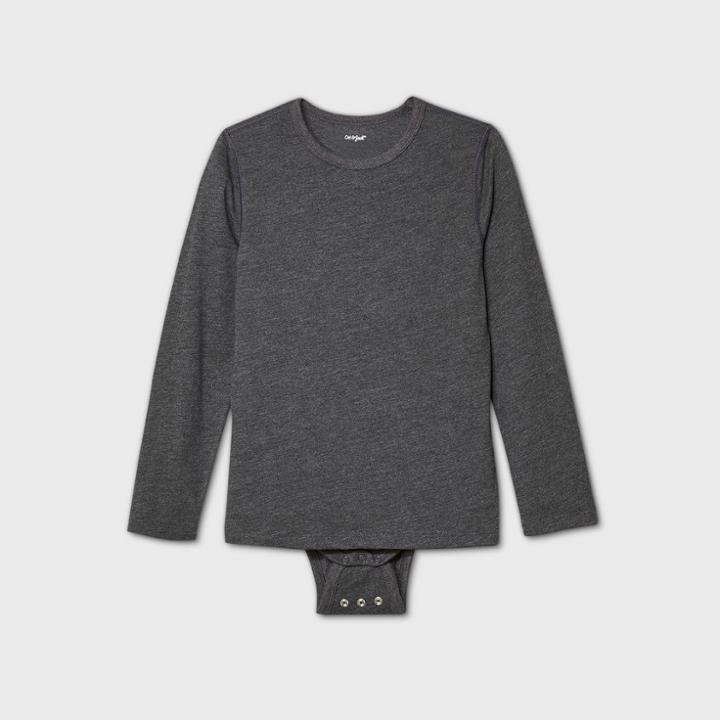 Boys' Adaptive Long Sleeve Adjustable Bodysuit - Cat & Jack Gray