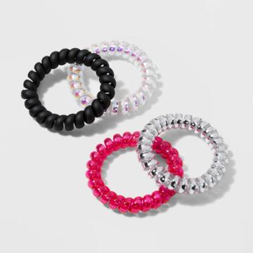 Plastic Mixed Finish Phone Cord Pony Set 4ct - Wild Fable,