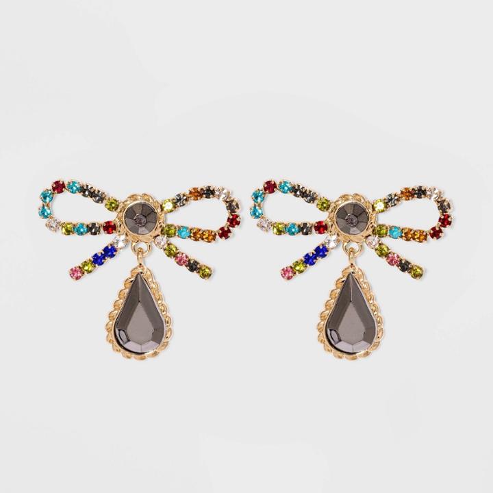 Sugarfix By Baublebar Crystal Bow Drop Earrings - Black