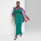 Women's Plus Size Midi Skirt - Wild Fable Dark Teal Green